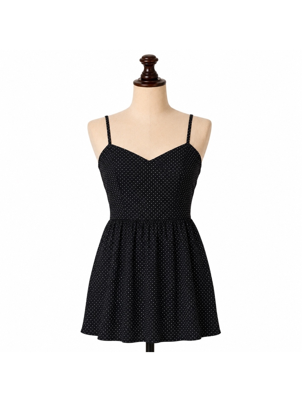 Lucca Couture Y2K Black Polka Dot Mini Dress Cotton Spaghetti Strap Size 6